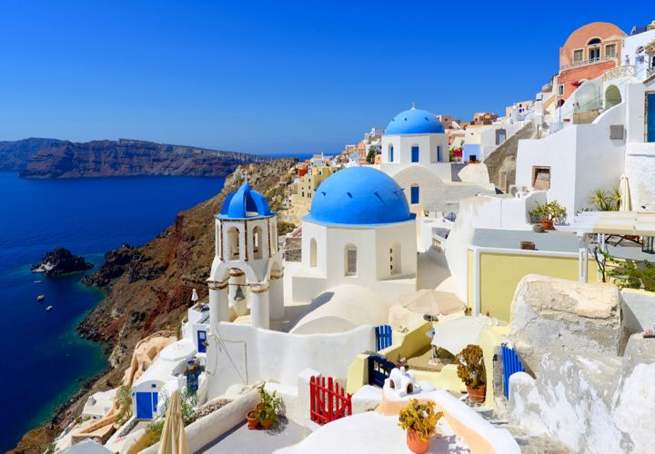 Colorful Oia Village at Santorini Greece